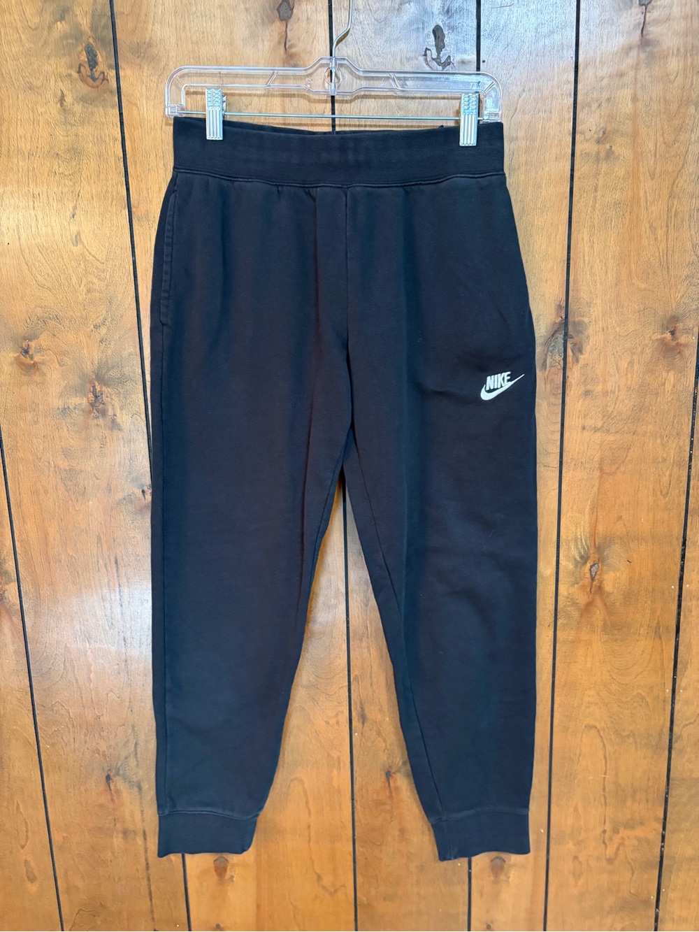 Nike Black Kids Fleece Joggers with White Swoosh